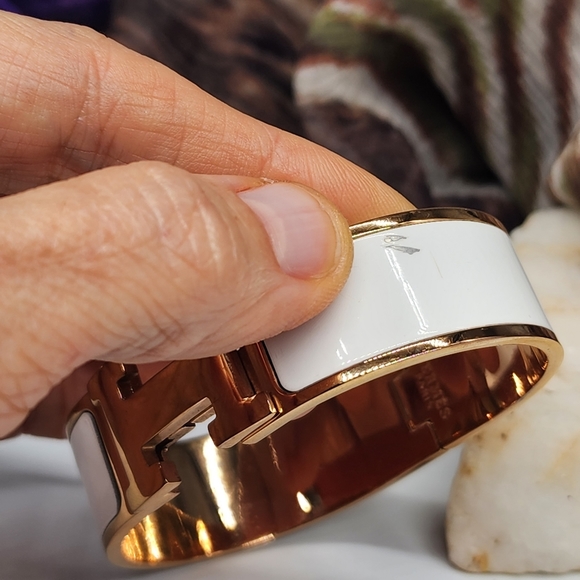 Hermès Designer Bracelet Rose Gold/White Enamel Size 7 - Picture 16 of 16